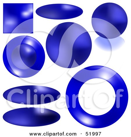 Royalty-Free (RF) Clipart Illustration of a Digital Collage Of Square And Round Blue Buttons by dero