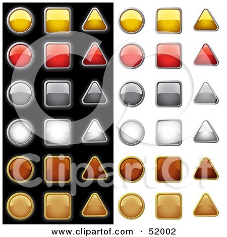 Royalty-Free (RF) Clipart Illustration of a Digital Collage of Yellow, Red, Silver, White, Brown And Orange Shiny Icon Buttons by dero