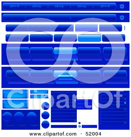 Royalty-Free (RF) Clipart Illustration of a Digital Collage of Blue Tabs and Buttons by dero