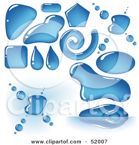 Royalty-Free (RF) Clipart Illustration of a Digital Collage of Abstract Blue Water Drops by dero