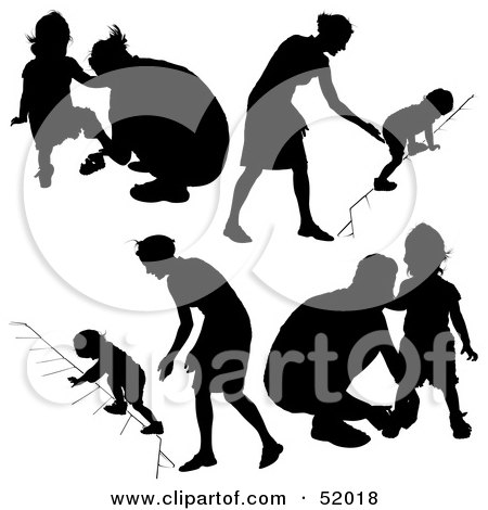 Royalty-Free (RF) Clipart Illustration of a Digital Collage Of Black Children Playing Silhouettes - Version 5 by dero