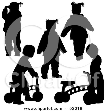 Royalty-Free (RF) Clipart Illustration of a Digital Collage Of Black Playing Children Silhouettes - Version 3 by dero