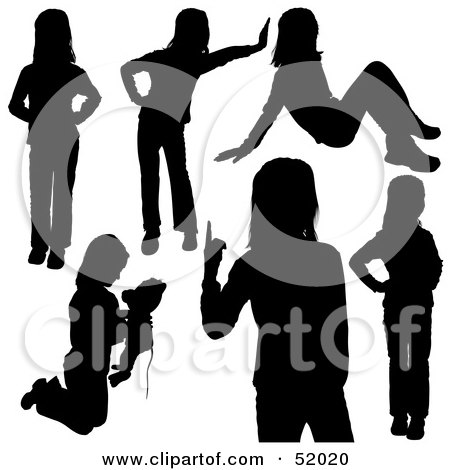 Royalty-Free (RF) Clipart Illustration of a Digital Collage Of Little Girl Silhouettes - Version 1 by dero