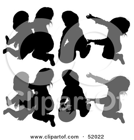 Royalty-Free (RF) Clipart Illustration of a Digital Collage Of Silhouetted Children Playing With a Ball - Version 2 by dero
