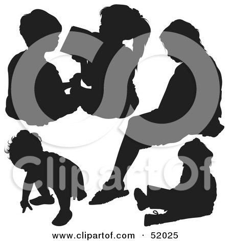 Royalty-Free (RF) Clipart Illustration of a Digital Collage Of Little Children Silhouettes - Version 3 by dero