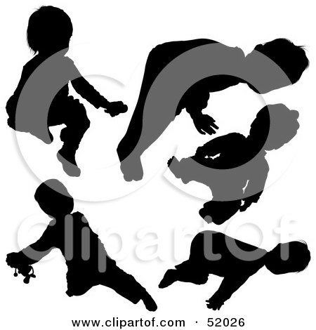 Royalty-Free (RF) Clipart Illustration of a Digital Collage Of Little Children Silhouettes - Version 1 by dero