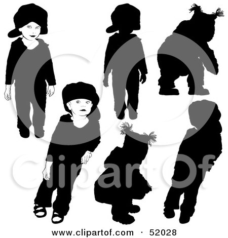 Royalty-Free (RF) Clipart Illustration of a Digital Collage Of Little Children Silhouettes - Version 2 by dero