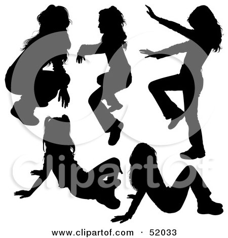 Royalty-Free (RF) Clipart Illustration of a Digital Collage Of Little Girl Silhouettes - Version 2 by dero