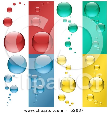 Royalty-Free (RF) Clipart Illustration of a Digital Collage of Colored Water Drops on Different Backgrounds by dero