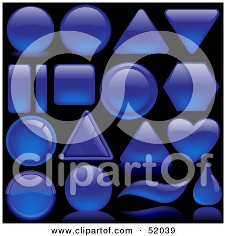 Royalty-Free (RF) Clipart Illustration of a Blank Blue Shape Icon Buttons by dero
