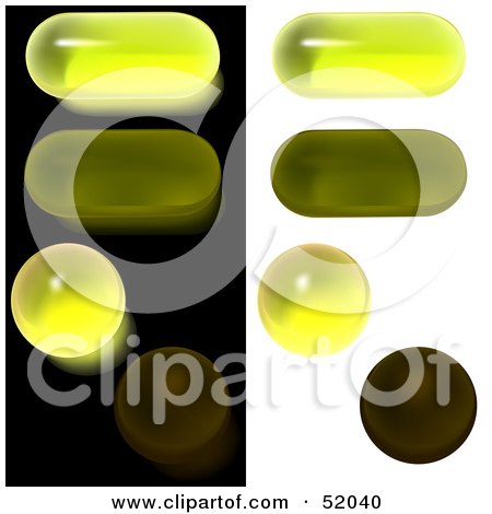 Royalty-Free (RF) Clipart Illustration of a Digital Collage Of Yellow Oval And Circular Glass Buttons by dero