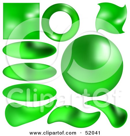 Royalty-Free (RF) Clipart Illustration of a Digital Collage Of Square And Round Green Buttons by dero