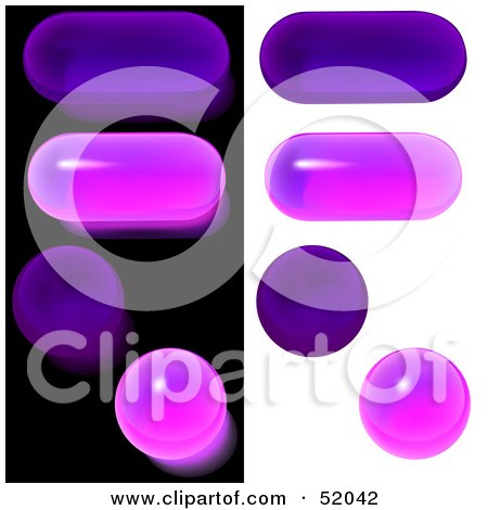 Royalty-Free (RF) Clipart Illustration of a Digital Collage Of Purple Oval And Circular Glass Buttons by dero