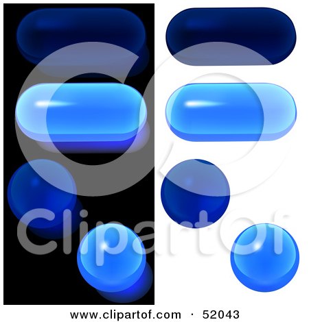 Royalty-Free (RF) Clipart Illustration of a Digital Collage Of Blue Oval And Circular Glass Buttons by dero
