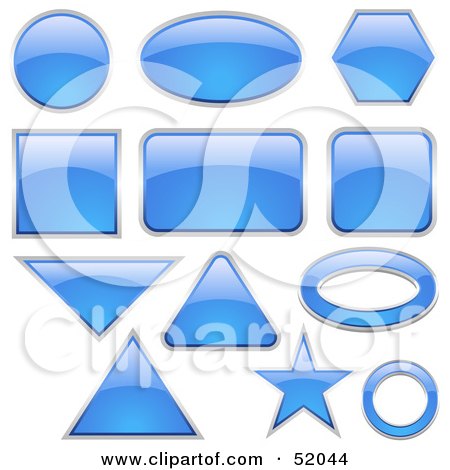 Royalty-Free (RF) Clipart Illustration of a Blank Blue Icon Button Shapes by dero