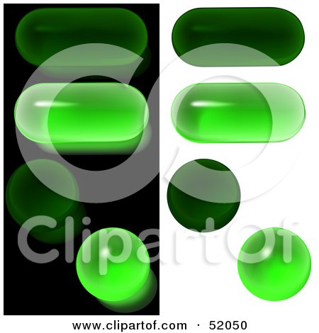 Royalty-Free (RF) Clipart Illustration of a Digital Collage Of Green Oval And Circular Glass Buttons by dero