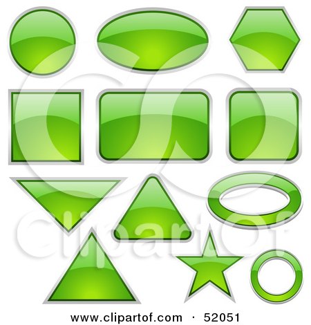 Royalty-Free (RF) Clipart Illustration of a Blank Green Icon Button Shapes by dero