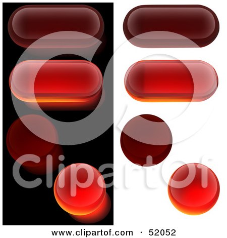 Royalty-Free (RF) Clipart Illustration of a Digital Collage Of Red Oval And Circular Glass Buttons by dero