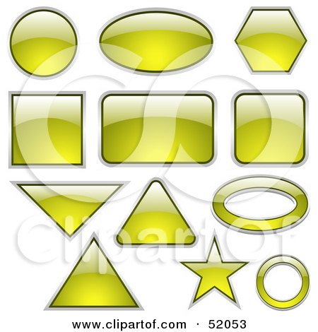 Royalty-Free (RF) Clipart Illustration of a Blank Yellow Icon Button Shapes by dero