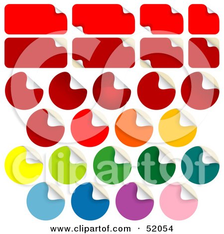 Royalty-Free (RF) Clipart Illustration of a Digital Collage of Peeling Rectangular and Round Stickers by dero