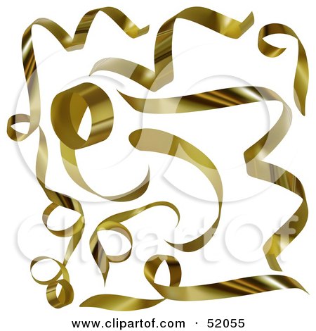 Royalty-Free (RF) Clipart Illustration of a Digital Collage of Golden Spiral Ribbons by dero