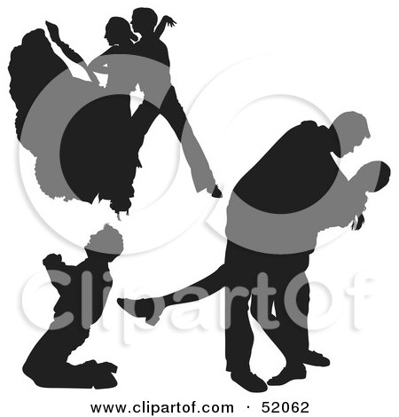 Royalty-Free (RF) Clipart Illustration of a Digital Collage Of Black Dancer Silhouettes - Version 5 by dero