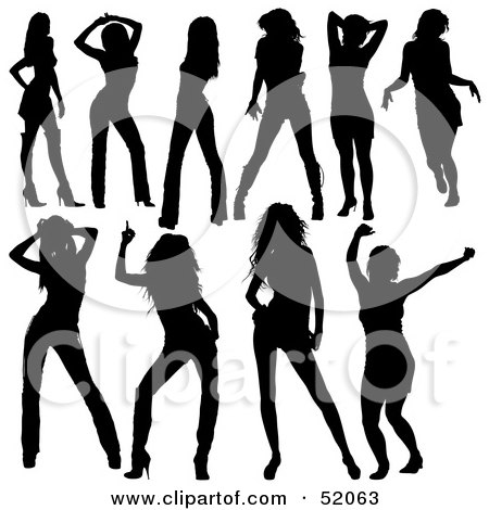 Royalty-Free (RF) Clipart Illustration of a Digital Collage Of Black Dancer Silhouettes - Version 11 by dero