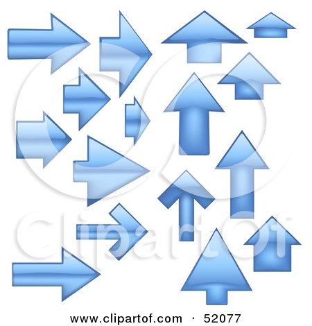 Royalty-Free (RF) Clipart Illustration of a Digital Collage Of Blue Arrows Pointing In Different Directions by dero
