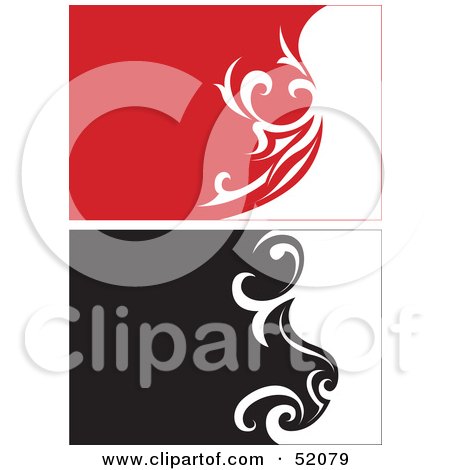 Royalty-Free (RF) Clipart Illustration of a Digital Collage of Red and Black Floral Backgrounds by dero