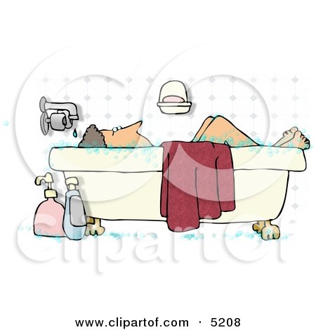 Middle-aged Woman Taking a Bubble Bath Clipart Illustration by djart