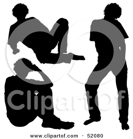 Royalty-Free (RF) Clipart Illustration of a Digital Collage of Silhouetted Guy Poses - Version 1 by dero