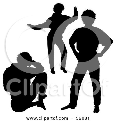 Royalty-Free (RF) Clipart Illustration of a Digital Collage of Silhouetted Guy Poses - Version 4 by dero