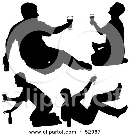 Royalty-Free (RF) Clipart Illustration of a Digital Collage of Silhouetted Men Drinking - Version 4 by dero