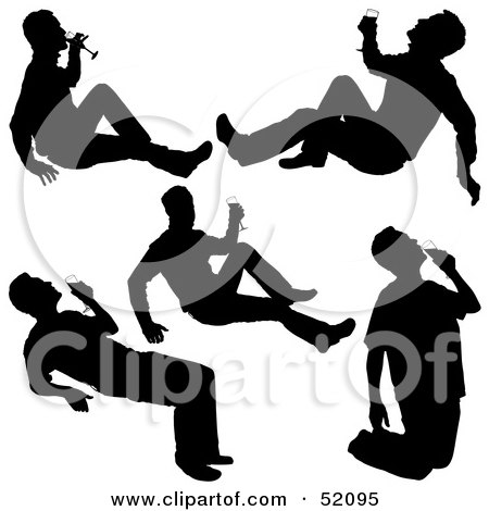 Royalty-Free (RF) Clipart Illustration of a Digital Collage of Silhouetted Men Drinking - Version 2 by dero