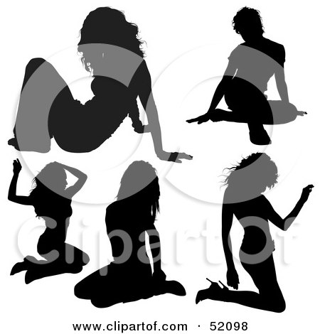 Royalty-Free (RF) Clipart Illustration of a Digital Collage of Sexy Lady Silhouettes - Version 1 by dero