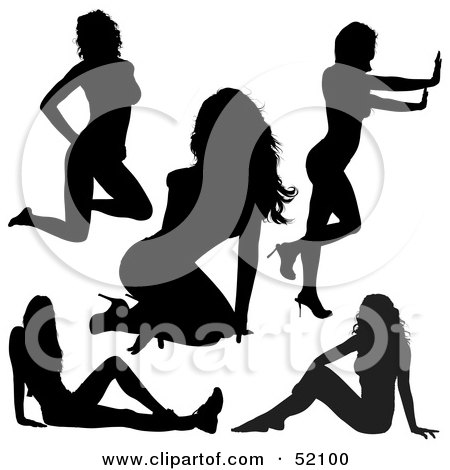 Royalty-Free (RF) Clipart Illustration of a Digital Collage of Sexy Lady Silhouettes - Version 4 by dero