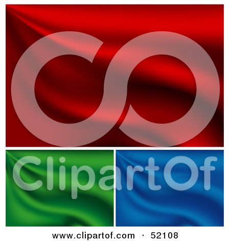 Royalty-Free (RF) Clipart Illustration of a Digital Collage Of Rippling Silk Backgrounds; Red, Green And Blue by dero