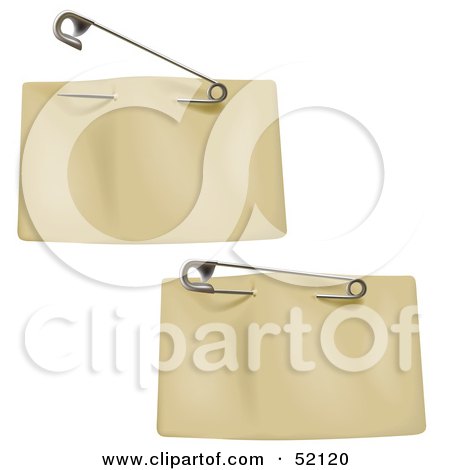 Royalty-Free (RF) Clipart Illustration of a Digital Collage of Two Blank Tan Price Tags With a Clothes Pin by dero