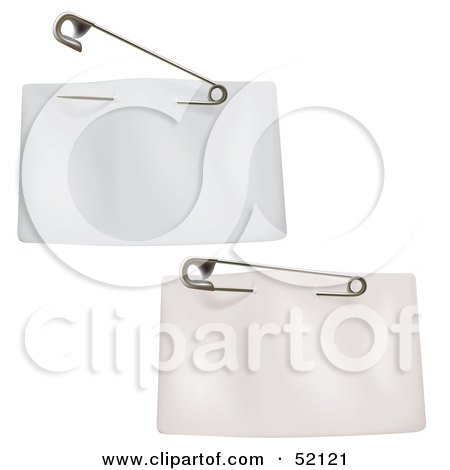 Royalty-Free (RF) Clipart Illustration of a Digital Collage of Two Blank White Price Tags With a Clothes Pin by dero