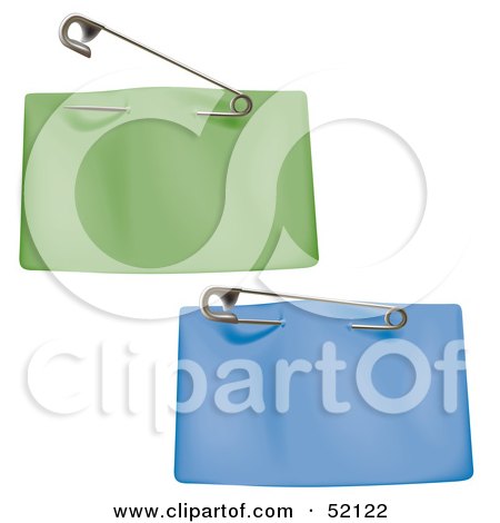 Royalty-Free (RF) Clipart Illustration of a Digital Collage of Two Blank Green And Blue Price Tags With a Clothes Pin by dero