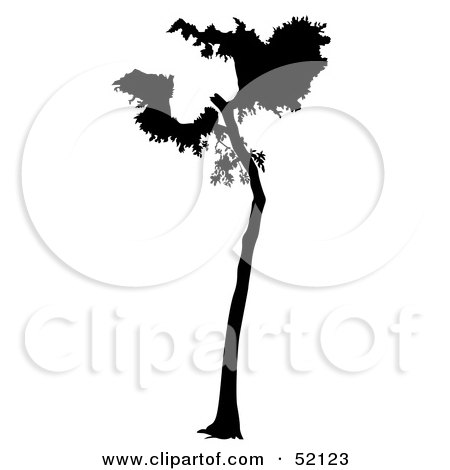 Royalty-Free (RF) Clipart Illustration of a Black Tree Silhouette - Version 6 by dero
