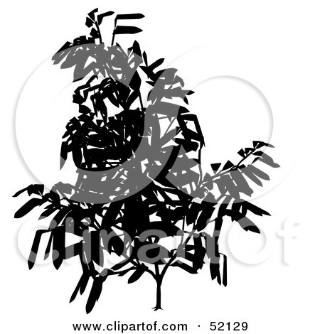 Royalty-Free (RF) Clipart Illustration of a Leafy Tree Branch Silhouette by dero