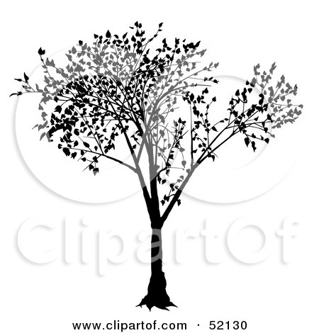 Royalty-Free (RF) Clipart Illustration of a Black Tree Silhouette - Version 1 by dero