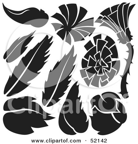 Royalty-Free (RF) Clipart Illustration of a Digital Collage of Floral Elements - Version 14 by dero