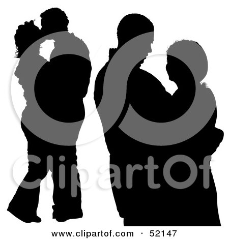 Royalty-Free (RF) Clipart Illustration of a Digital Collage of Silhouetted Romantic Lovers - Version 3 by dero