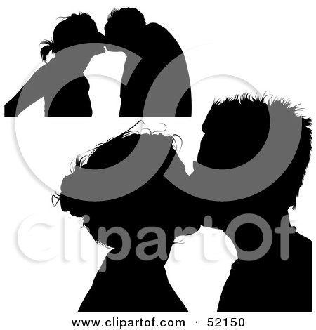 Royalty-Free (RF) Clipart Illustration of a Digital Collage of Silhouetted Romantic Lovers - Version 4 by dero