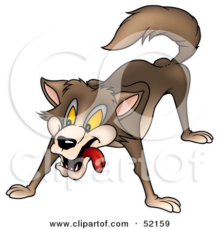 Royalty-Free (RF) Clipart Illustration of an Intimidating Hungry Brown Wolf by dero