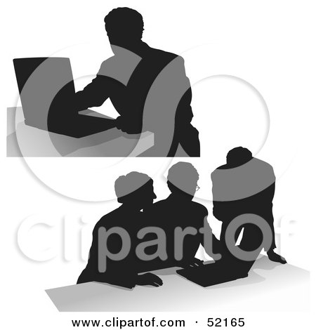 Royalty-Free (RF) Clipart Illustration of a Digital Collage Of Businessman Silhouettes - Version 5 by dero
