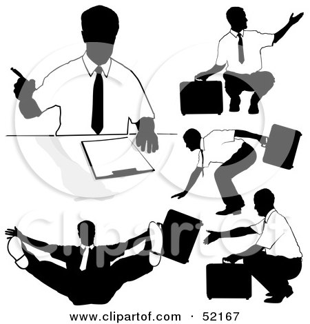 Royalty-Free (RF) Clipart Illustration of a Digital Collage Of Businessman Silhouettes - Version 37 by dero