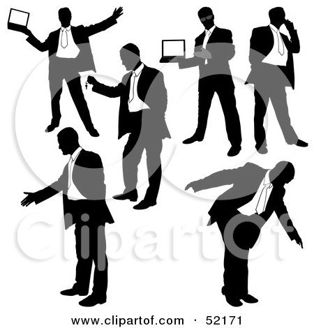 Royalty-Free (RF) Clipart Illustration of a Digital Collage Of Businessman Silhouettes - Version 3 by dero